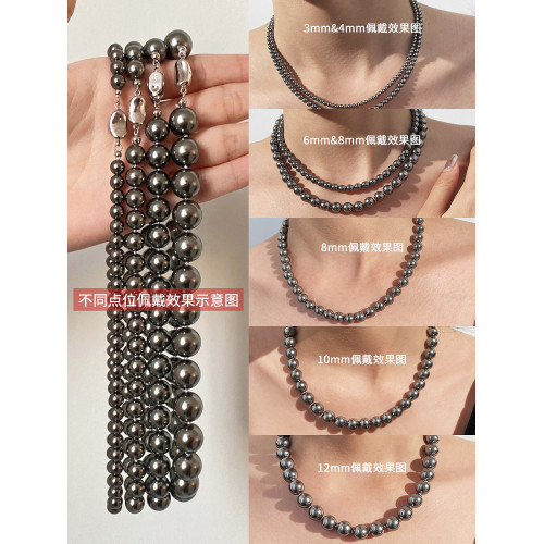 倪妮同款強光大谿地黑珍珠項鍊輕奢高級感鎖骨baby頸鏈拉貢毛衣鏈