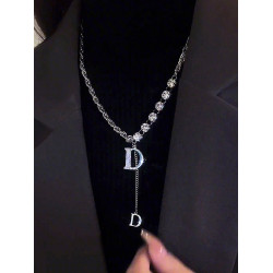 2025年新款高級感D字母重工設計粗鏈毛衣鏈個性時尚輕奢百搭項鍊