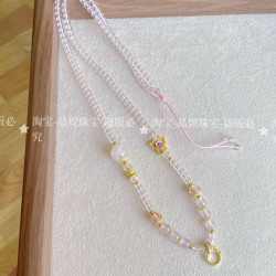 原創水晶珠鍊繩萬能釦款百搭唐卡泰牌宋錦吊墜通用毛衣鏈配繩掛鏈