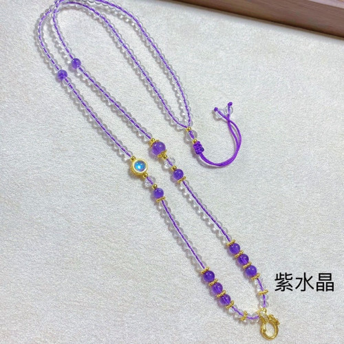 原創水晶珠鍊繩萬能釦款百搭唐卡泰牌宋錦吊墜通用毛衣鏈配繩掛鏈