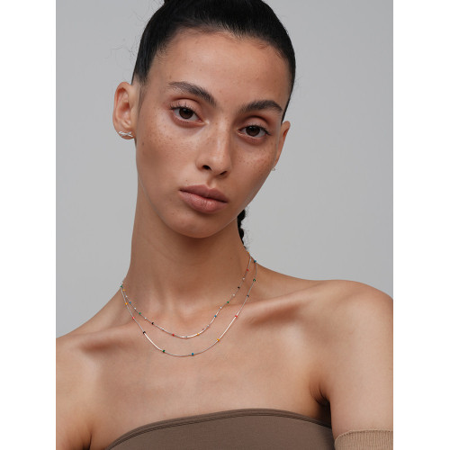 【CnHnOn脂肪商店】彩虹豆琺瑯小球串珠蛇骨鏈簡約時髦鎖骨項鍊 【CnHnOn脂肪商店】彩虹豆琺瑯小球串珠蛇骨鏈簡約時髦鎖骨項鍊