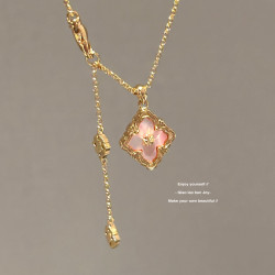 【喬老板Joy 布契拉絲貝母拉提項鍊雙面鎖骨鍊中古老錢輕奢毛衣鏈