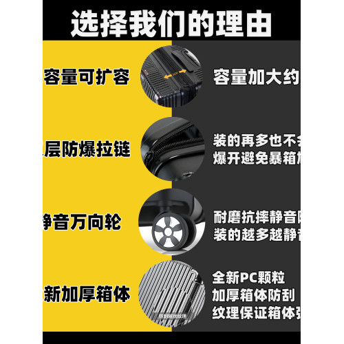 行李箱加厚結實耐用大容量拉桿箱登機箱學生防爆拉鍊密碼箱可擴容