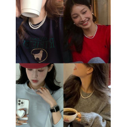 【巷南】珍珠項鍊2025新爆款施家米珠頸鏈輕奢女小衆鎖骨鍊毛衣鏈