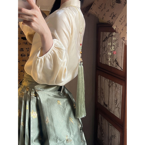 新中式平安鎖瓔珞流蘇項鍊女國風古風背雲搭配馬面裙漢服旗袍配飾