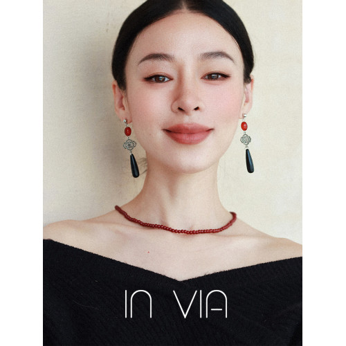 安可拉酒紅色圓珠仿珍珠項鍊女款2026新款裙子配飾女秋冬輕奢小衆