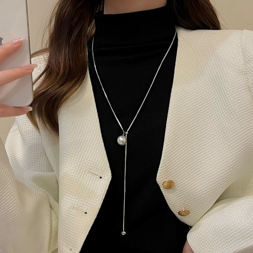 高亮長款流蘇珍珠項鍊女小衆設計感毛衣鏈2025新款爆款高級感頸鏈