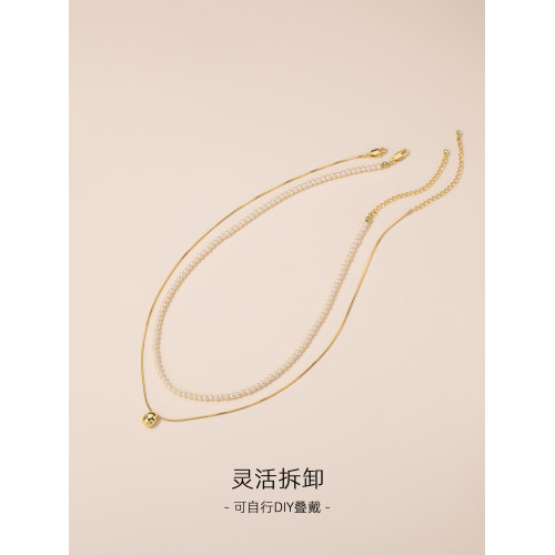 小米珍珠曡戴項鍊女款雙層頸鏈金色高級感套鏈毛衣鏈2026新款配飾