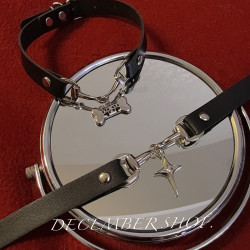 choker項圈頸鏈男鎖骨鍊配飾cos龐克puppy牽引繩金屬鏈骨頭牌女m