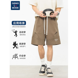 GENIOLAMODE美式字母刺綉oversize運動短褲男士夏季青少年休閒褲