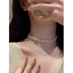 十裡間【超有氛圍感的編織】法式蕾絲珍珠項鍊鎖骨鍊手鏈choker