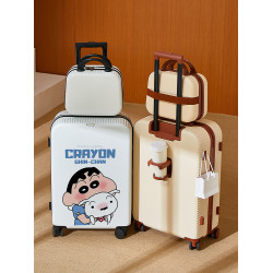 塗鴉行李箱多功能登機小新大容量皮箱20高顔值學生厚實輕便旅行箱