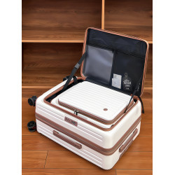 新款側開口行李箱大容量男可擴容密碼箱20寸可登機旅行箱拉女桿箱