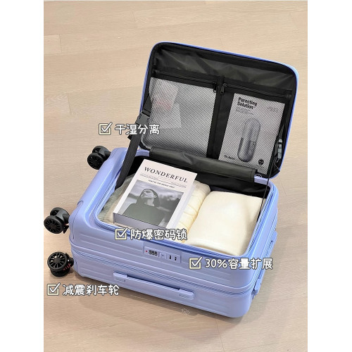 LETOO前開蓋帶擴展層行李箱可登機旅行箱大學生男女拉桿箱大容量
