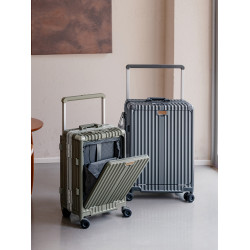 前開口寬拉桿行李箱多功能鋁框拉桿箱24男女密碼旅行登機皮箱20寸