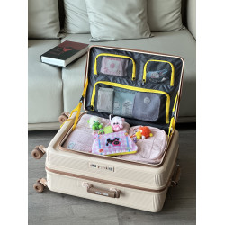 2026新款側開蓋行李箱女24寸大容量拉桿箱28密碼旅行箱子結實耐用