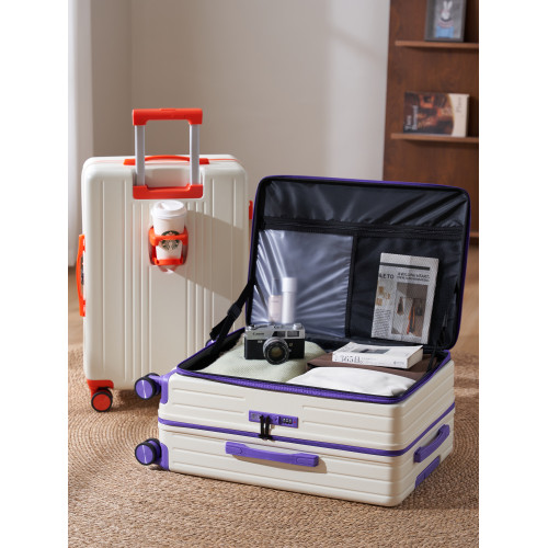 深倉一體式側開口行李箱20寸女多功能密碼旅行登機箱26寸男大容量