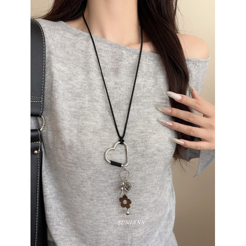 甜酷波點愛心蘑菇鑰匙吊墜長項鍊女配飾獨特小衆設計感百搭毛衣鏈 甜酷波點愛心蘑菇鑰匙吊墜長項鍊女配飾獨特小衆設計感百搭毛衣鏈