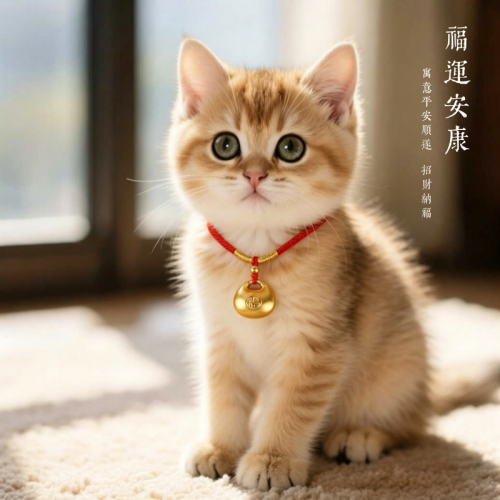普陀山妙海長命富貴鎖寵物項圈貓咪狗狗項鍊手編可調節小型犬吊墜