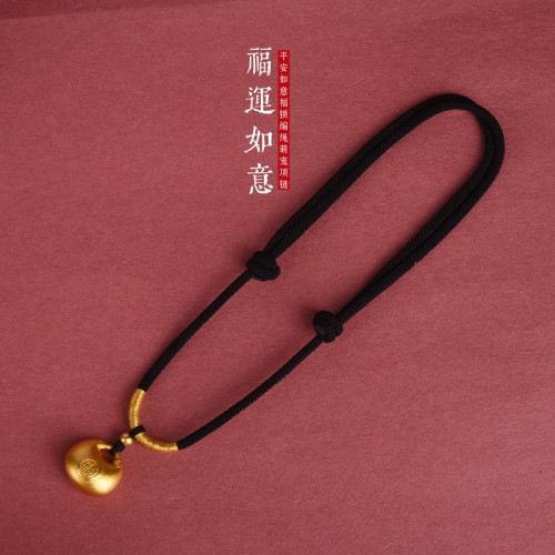 普陀山妙海長命富貴鎖寵物項圈貓咪狗狗項鍊手編可調節小型犬吊墜