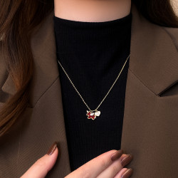 紅色小馬滿鑽愛心吊墜項鍊女高級感輕奢小衆2026本命年毛衣鏈配飾