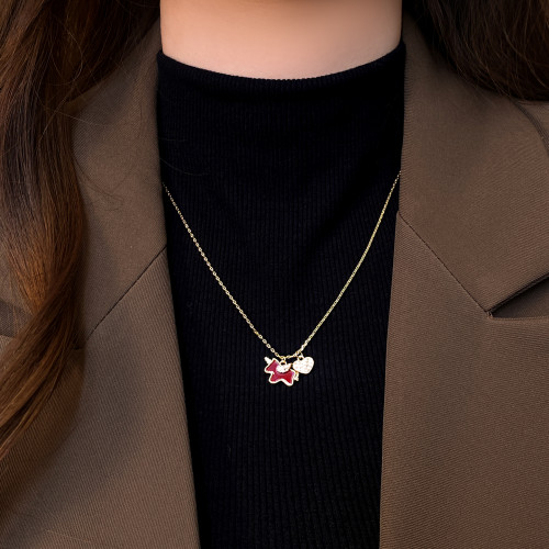 紅色小馬滿鑽愛心吊墜項鍊女高級感輕奢小衆2026本命年毛衣鏈配飾