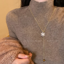 2026新款雪花虎眼石項鍊女款輕奢高級感毛衣鏈長款小衆秋冬配飾品