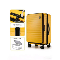 新款側開口杯架款旅行箱男女通用可擴展大容量減震刹車輪拉桿箱