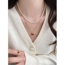 小馬珍珠項鍊女新款高級精緻本命年鎖骨鍊小衆吊墜毛衣鏈頸鏈配飾