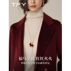 紅色小馬毛衣項鍊女款2026新款高級感輕奢小衆馬年本命年毛衣鏈