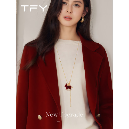 紅色小馬毛衣項鍊女款2026新款高級感輕奢小衆馬年本命年毛衣鏈