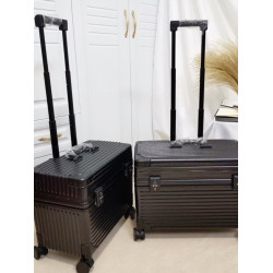 出口日本18寸鋁框機長箱男行李登機攝影箱女旅行萬向輪繙蓋拉桿箱