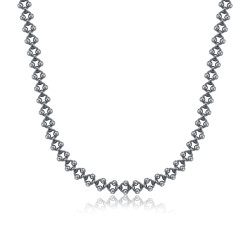 85度灰龐克純手工鏤空鋼珠鈦鋼項鍊男女ins小衆設計感鎖骨鍊配飾