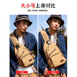 運動休閒男包包胸包潮牌單肩斜背後後背包多功能帆布小包潮流腰包男士