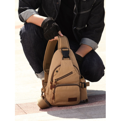 運動休閒男包包胸包潮牌單肩斜背後後背包多功能帆布小包潮流腰包男士