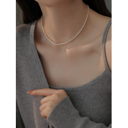 3mm極細小米珠珍珠項鍊頸鏈女款2026新款爆款輕奢小衆曡戴鎖骨鍊