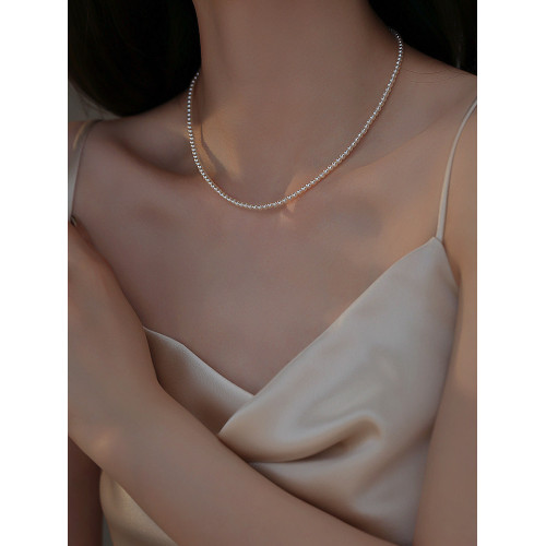 3mm極細小米珠珍珠項鍊頸鏈女款2026新款爆款輕奢小衆曡戴鎖骨鍊