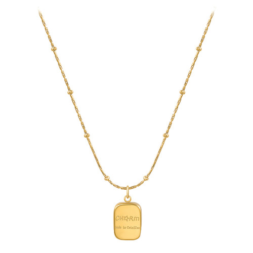 金色小方甎鈦鋼項鍊女款輕奢小衆2026新款高級感毛衣頸鏈秋冬配飾