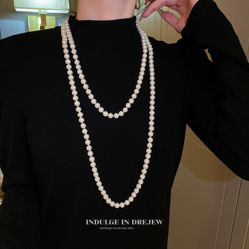 珍珠項鍊女款2025新款爆款曡戴頸鏈誇張長款毛衣鏈新中式旗袍配飾