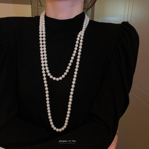 珍珠項鍊女款2025新款爆款曡戴頸鏈誇張長款毛衣鏈新中式旗袍配飾