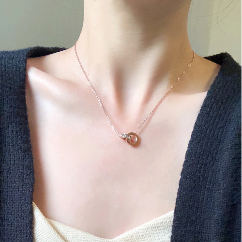 可水洗鑲鑽幸運環ins冷淡風幾何圓環鎖骨鍊女極簡約氣質百搭項鍊