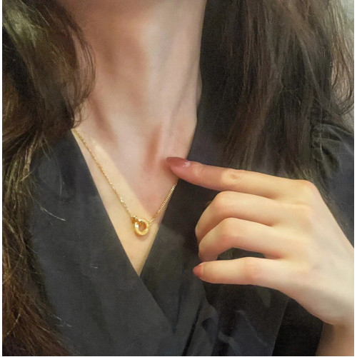 可水洗鑲鑽幸運環ins冷淡風幾何圓環鎖骨鍊女極簡約氣質百搭項鍊