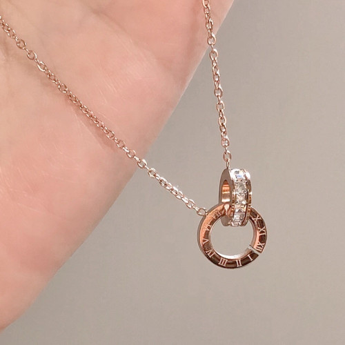 可水洗鑲鑽幸運環ins冷淡風幾何圓環鎖骨鍊女極簡約氣質百搭項鍊