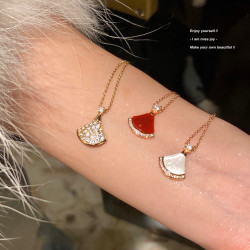 【喬老板Joy】貝母扇子裙子項鍊滿鑽銀色鎖骨閃鑽質感輕奢簡約潮