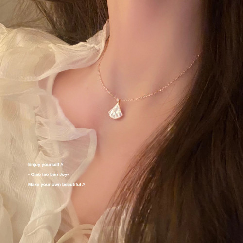 【喬老板Joy】貝母扇子裙子項鍊滿鑽銀色鎖骨閃鑽質感輕奢簡約潮 【喬老板Joy】貝母扇子裙子項鍊滿鑽銀色鎖骨閃鑽質感輕奢簡約潮