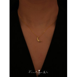 「月光餐廳」法式高級感包金輕奢優雅百搭月亮項鍊/鎖骨鍊
