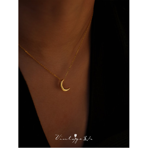「月光餐廳」法式高級感包金輕奢優雅百搭月亮項鍊/鎖骨鍊 「月光餐廳」法式高級感包金輕奢優雅百搭月亮項鍊/鎖骨鍊