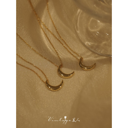 「月光餐廳」法式高級感包金輕奢優雅百搭月亮項鍊/鎖骨鍊 「月光餐廳」法式高級感包金輕奢優雅百搭月亮項鍊/鎖骨鍊