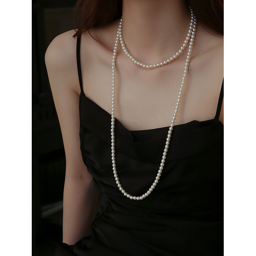 長款珍珠項鍊毛衣鏈秋冬輕奢高級感曡戴項鍊頸鏈女款2026新款爆款