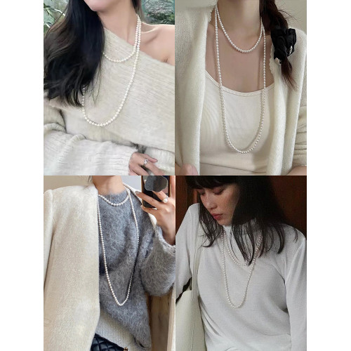 長款珍珠項鍊毛衣鏈秋冬輕奢高級感曡戴項鍊頸鏈女款2026新款爆款
